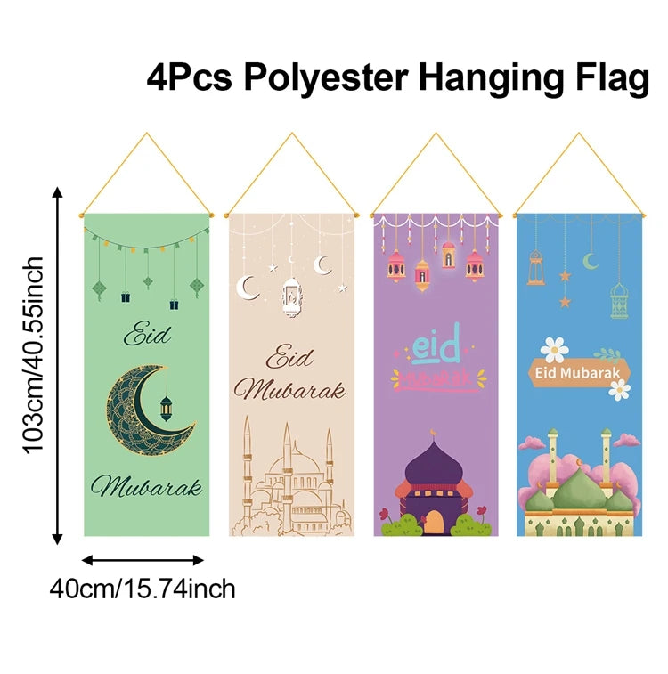 Ramadan Decoration Hanging Flag Eid Mubarak Decor 2025 for Home Islamic Muslim Party Decor Ramadan Kareem Eid Al-Fitr Gift