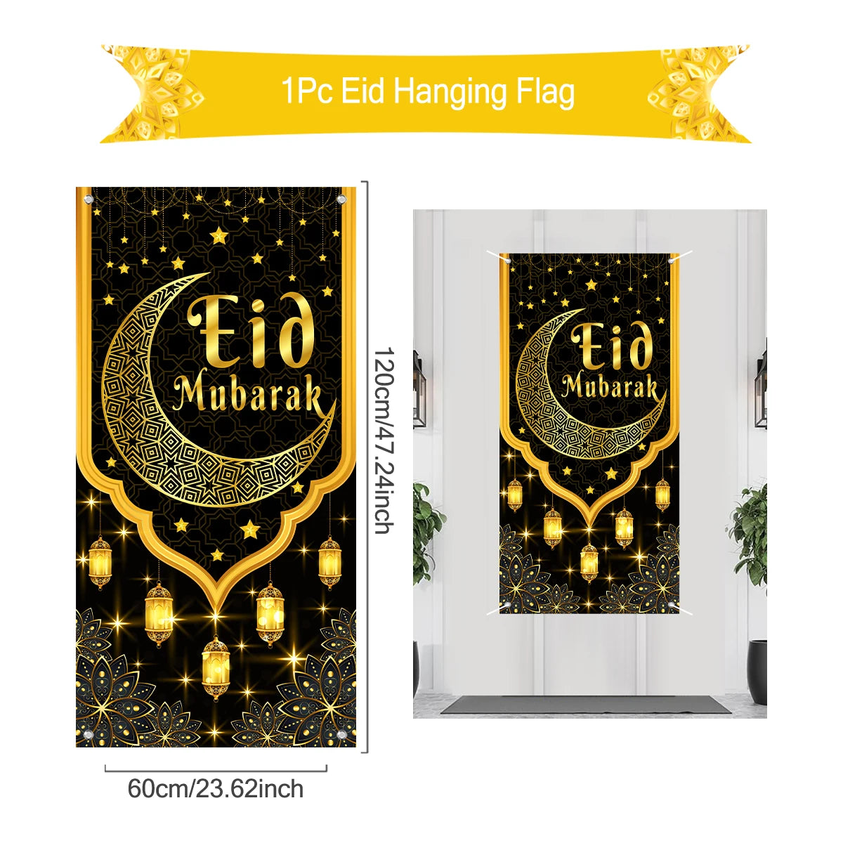 Ramadan Hanging Flag Ramadan Decoration For Home 2024 Kareem Aid EID Mubarak Muslim Islamic Festival Eid Al-fitr Party Supplies