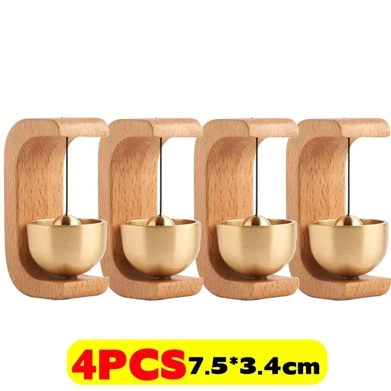 Wireless Doorbell Solid Wooden Doorbell Magnetic Brass Wind Chimes Wireless Jingle Bell Entrance Door Bell Pendant Home Decor