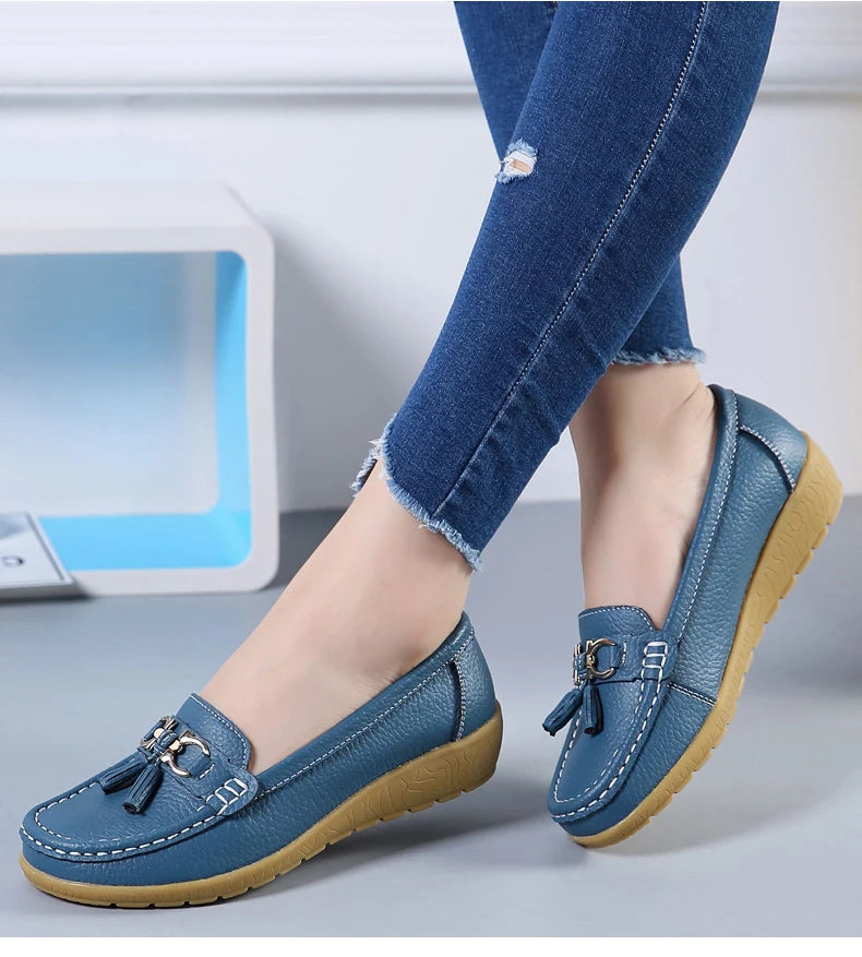 Women Flats Leather Woman Casual Shoes outdoors Slip-on Loafers Female Boat Shoes Fashion Comfortable Ballet Flat Big Size