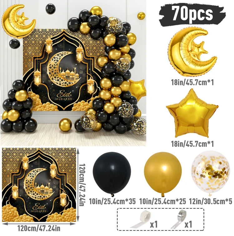 Eid Mubarak Balloon Background Ramadan Kareem Decoration 2024 Ramadan Mubarak Muslim Islamic Party Supplies Eid Al Adha Gifts