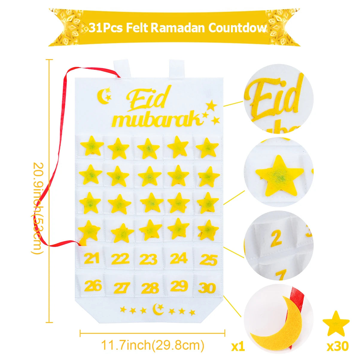 Ramadan Countdown Felt Calendar Eid Mubarak Decorations For Home Islamic Muslim Party Decor Ramadan Kareem Eid Al Adha Kid Gifts