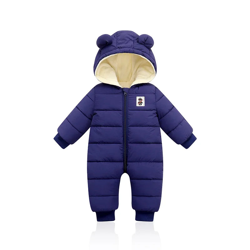 Baby Clothes Winter Thick Warm Jumpsuit Infant Boys Rompers Hooded Outdoor Clothing Cotton Down Jacket Girls Casual Jumpsuits