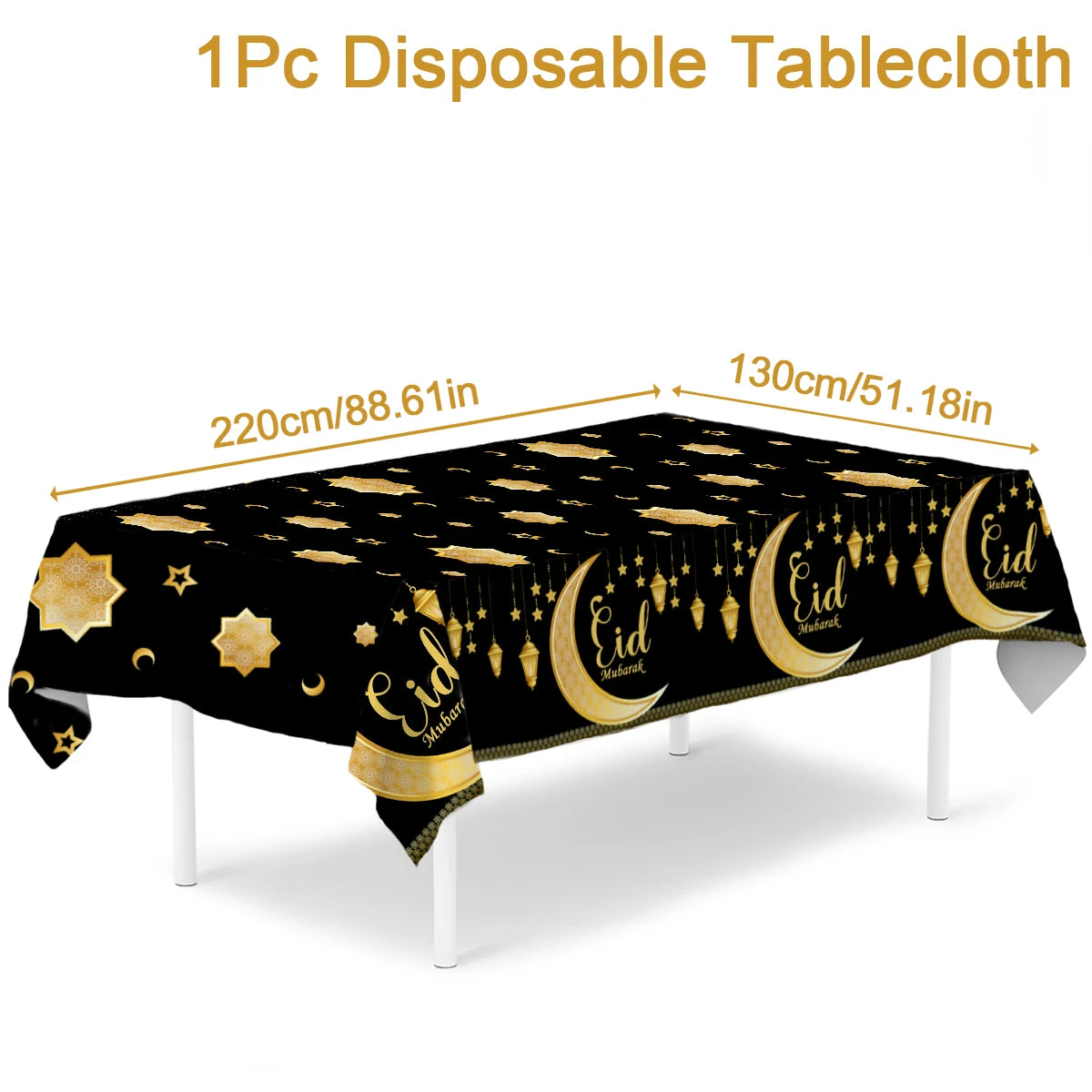 Eid Mubarak Tablecloth Ramadan Table Runner Ramadan Kareem Decor for Home 2025 Islamic Muslim Party Supplies Eid Al Adha Gifts