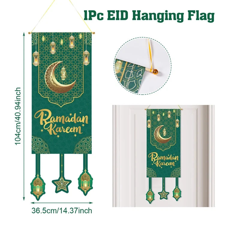 Ramadan Decoration Hanging Flag Eid Mubarak Decor 2025 for Home Islamic Muslim Party Decor Ramadan Kareem Eid Al-Fitr Gift