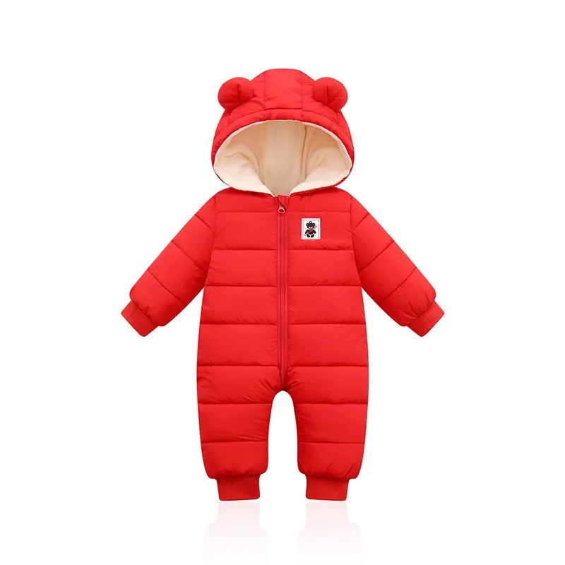 Baby Clothes Winter Thick Warm Jumpsuit Infant Boys Rompers Hooded Outdoor Clothing Cotton Down Jacket Girls Casual Jumpsuits