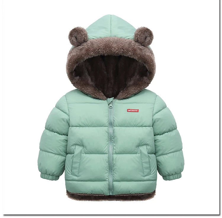 Cashmere Children Coat 2024 Autumn Winter Thicken Jacket Boys Girls Solid Color Hooded Jackets 2-6 Years Kids Parka Outerwear