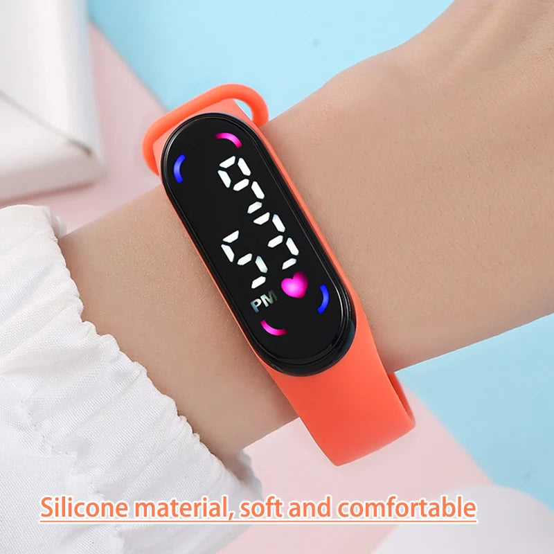 Fashion Waterproof Women Watches for Kids Girls Touch LED Sport Digital Bracelet Electronic Children Clock Boys Toys Gift