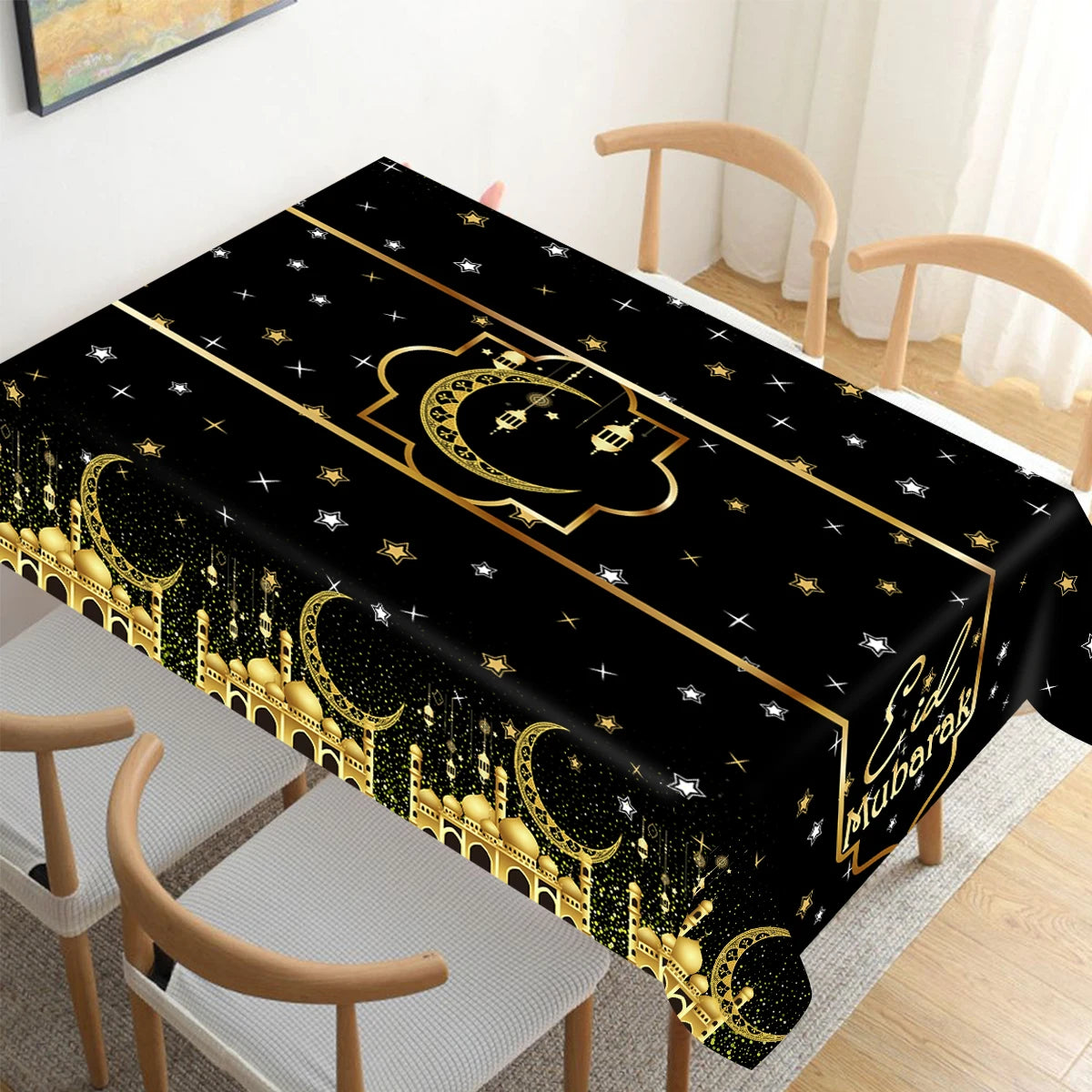 Eid Mubarak Tablecloth Ramadan Table Runner Ramadan Kareem Decor for Home 2025 Islamic Muslim Party Supplies Eid Al Adha Gifts