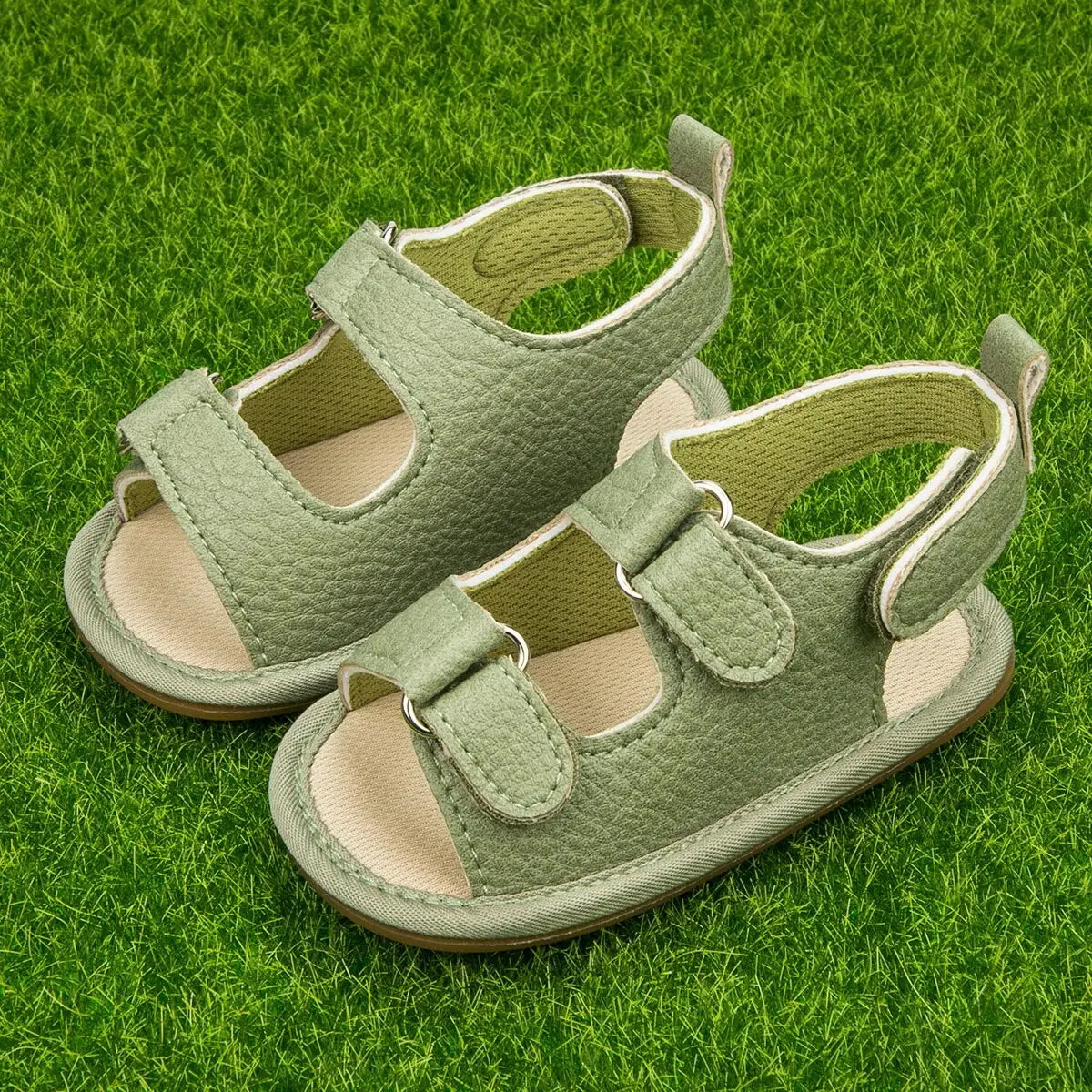 Meckior Summer Baby Sandals Baby Shoes PU Leather Rubber Bottom Sole Anti-Slip Infant First Walker Baby Boy Girl Sandals 0-18M