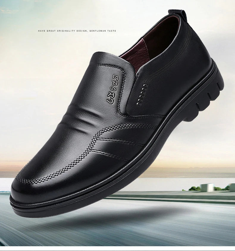 Man Sport Shoe Loafers Men Non-slip Leather Slip-on Black Driving Shoes Sneakers Male Dress Shoes Light Breathable Footwear Flat