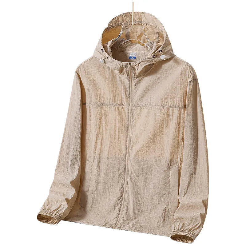 Men Ultrathin Waterproof Sun Protection Clothing Summer Casual Loose Quick-dry Breathable Lightweight Hooded Sports Windbreaker