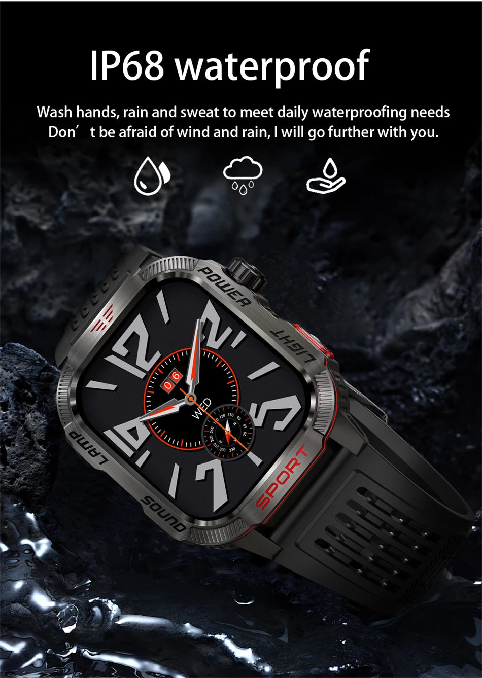 2024 New For Xiaomi Military Outdoor Smart Watch Men's 600 mAh Battery Waterproof Fitness Blood Oxygen Bluetooth Call Smartwatch