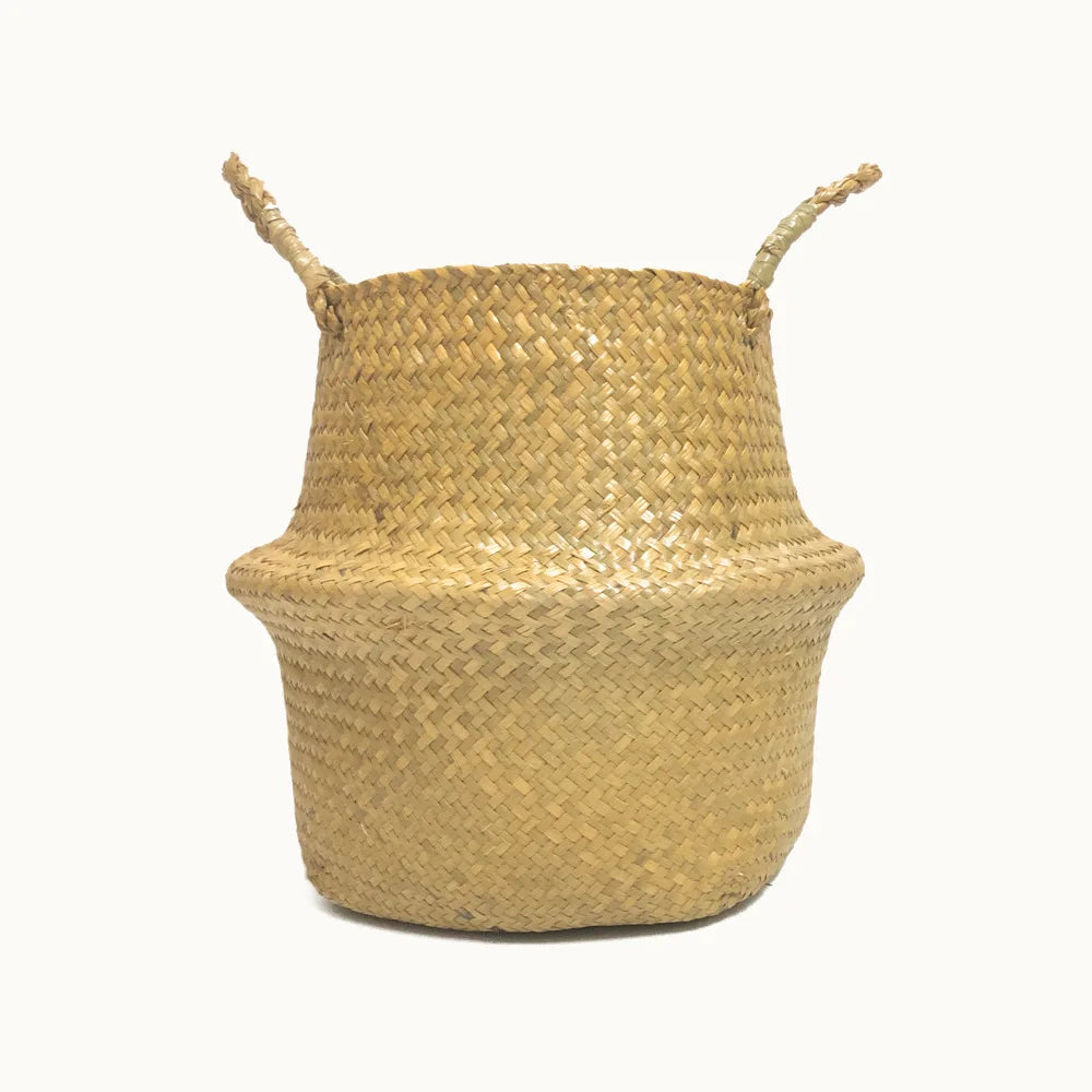 Storage Baskets Straw Wicker Rattan Hanging Flowerpot Seagrass Folding Laundry Baskets Garden Plant Basket Home Decor Pastoral