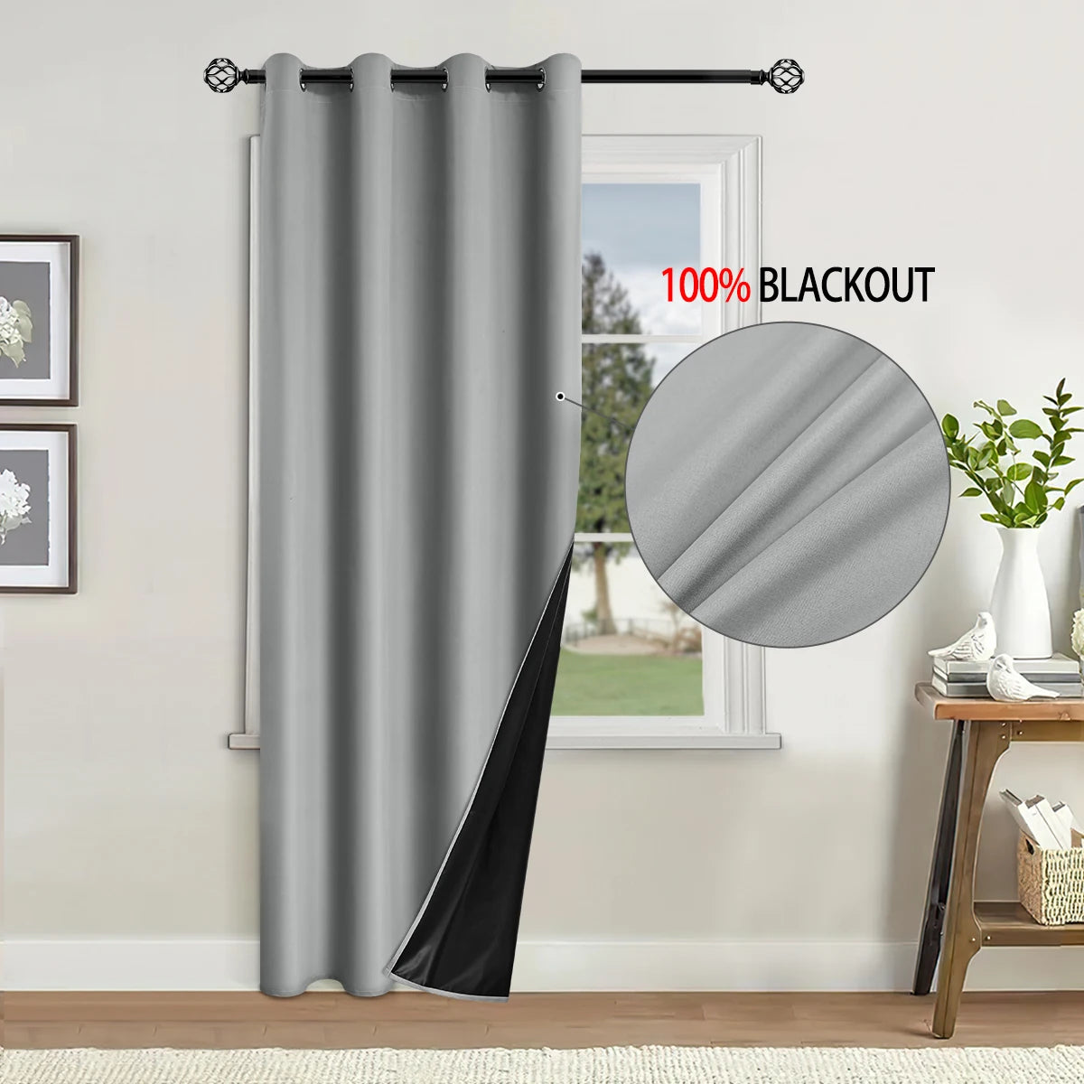 1pc Blackout Curtain with Coated Insulated Lining, Ideal for Living Room, Bedroom, Kitchen, Bathroom, Home Decor, Room Decor