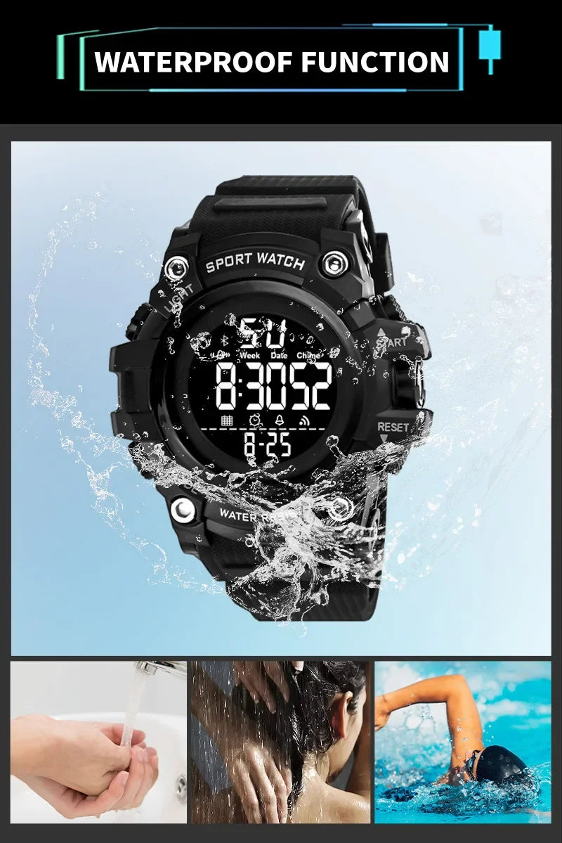 YIKAZE Men's Sport Watch Multifunction Military Sports Men Watch Clock Big Dial Digital watches Waterproof Electronic Wristwatch