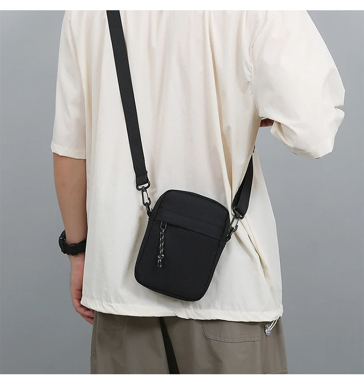 Messenger Sling Bags For Men Casual Canvas Small Zipper Crossbody Pouch Simple Small Crossbody Shoulder Bag Mini Men Phone Bag