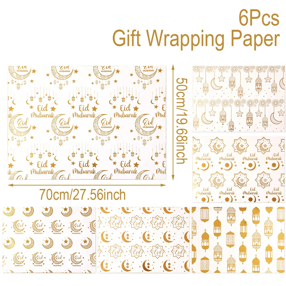 Eid Mubarak Kraft Wrapping Paper Eid Ramadan Kareem Decoration For Home 2025 Islamic Muslim Party Supplies Gifts Eid Al-Fitr