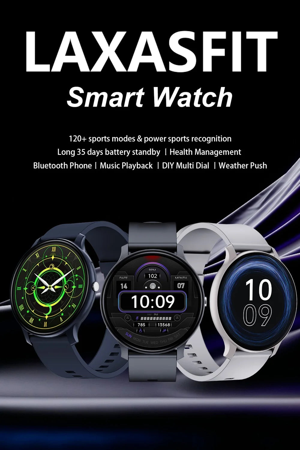 LAXASFIT New Bluetooth Smart Watch Men Women Voice Call Message Reminder Heart Rate Monitor IP68 Smart Watch Android IOS