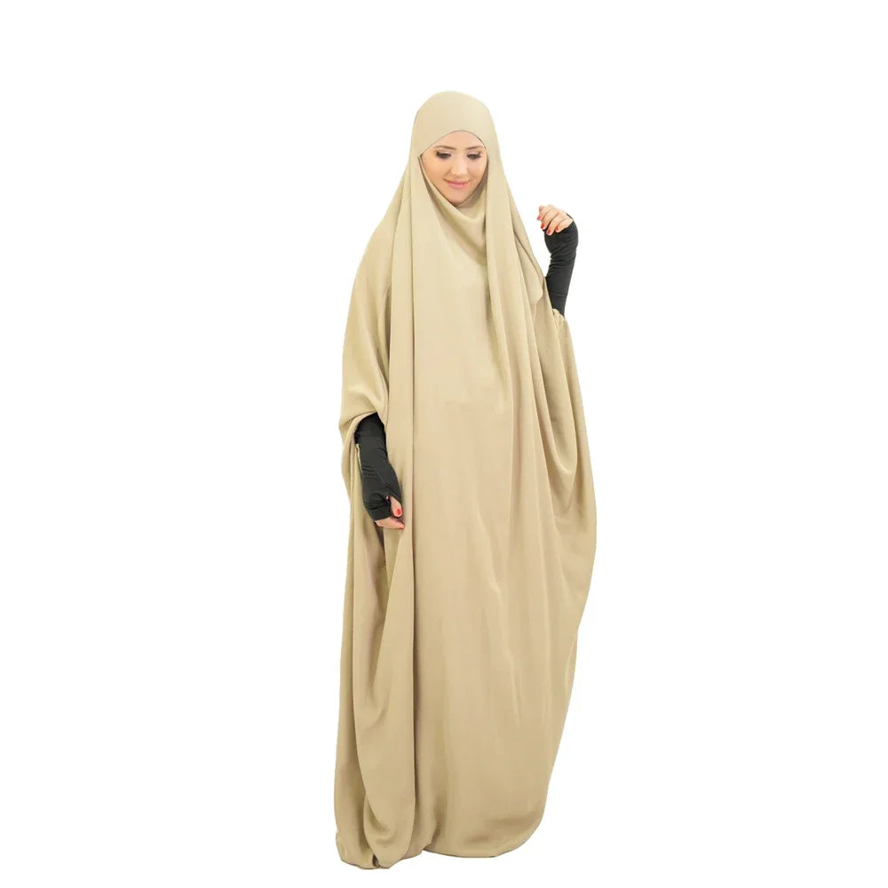 Eid Hooded Muslim Women One Piece Robe Long Khimar Hijab Dress Prayer Garment Abaya Ramadan Gown Abayas Islamic Clothes Niqab