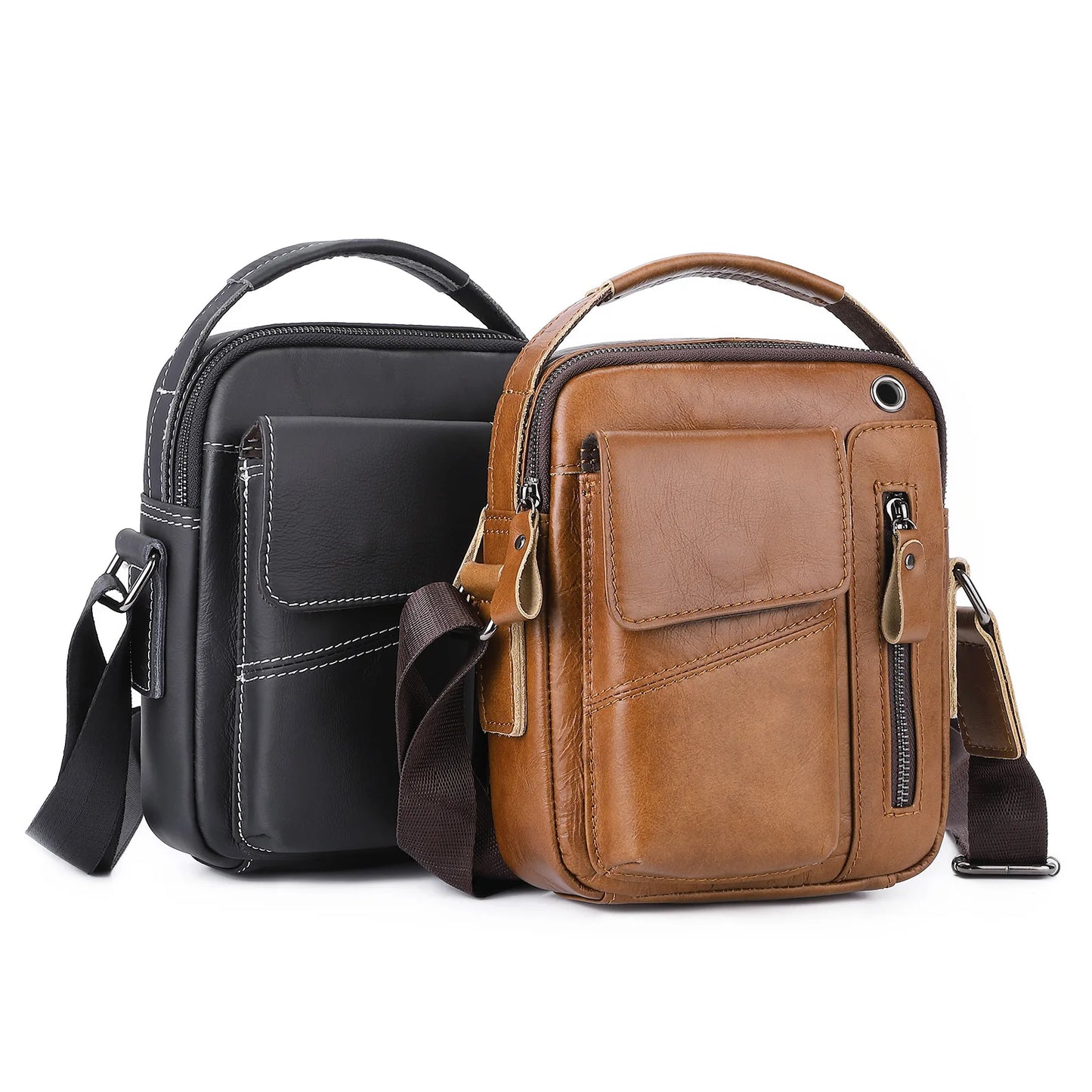 100% Genuine Leather Men Shoulder Bag Cowhide Messenger Bag For Men Crossbody Side Bag Vintage Small Handbag Male