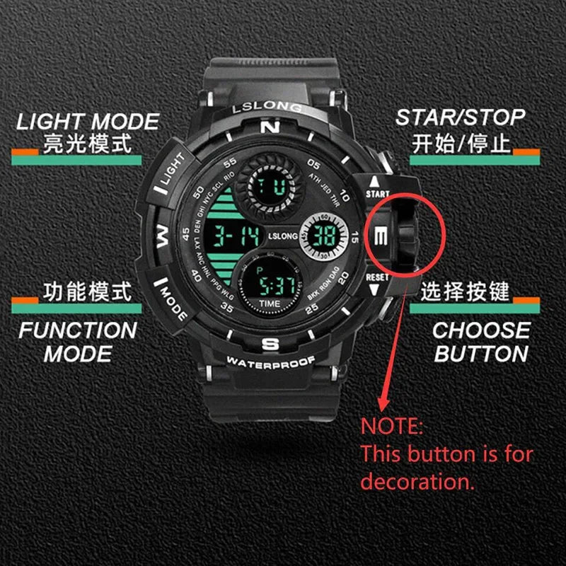 Military Digital Watch for Men Outdoor Men's Sports Watches Clock Waterproof Luminous Chronograph Student Electronic Wristwatch