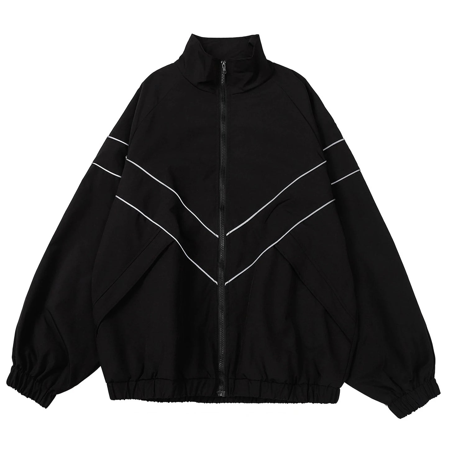 Reflective Striped Jacket 2023 Men Hip Hop Streetwear Coat Zipper Up Jacket Windbreaker Harajuku Thin Coats Sports Black Blue