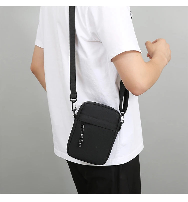 Messenger Sling Bags For Men Casual Canvas Small Zipper Crossbody Pouch Simple Small Crossbody Shoulder Bag Mini Men Phone Bag