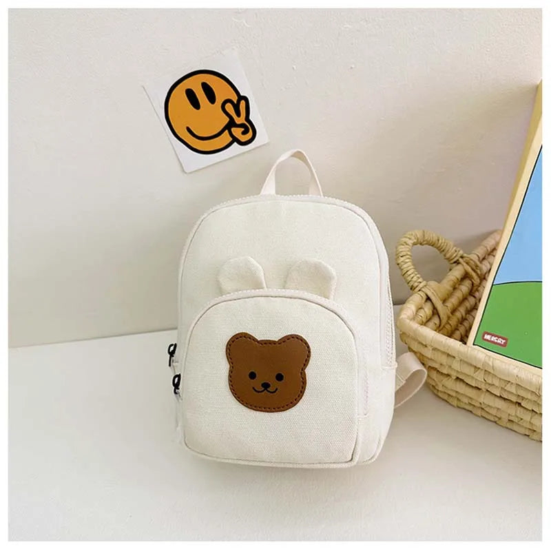 Korean Canvas Kids Backpack Kawaii Children's Handbags for Girl Kindergarten Boy Schoolbag Cartoon Bear Bunny Toddler Bag 2023