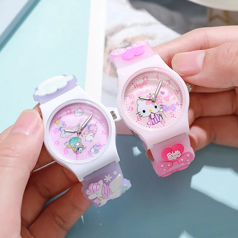 Cute 3D Hello Kitty Watches for Girls Cartoon Pattern Kuromi Waterproof Quartz Children Watch Wrist Clock Kids Gift reloj nina