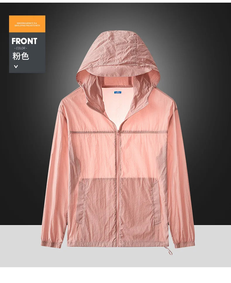 Men Ultrathin Waterproof Sun Protection Clothing Summer Casual Loose Quick-dry Breathable Lightweight Hooded Sports Windbreaker