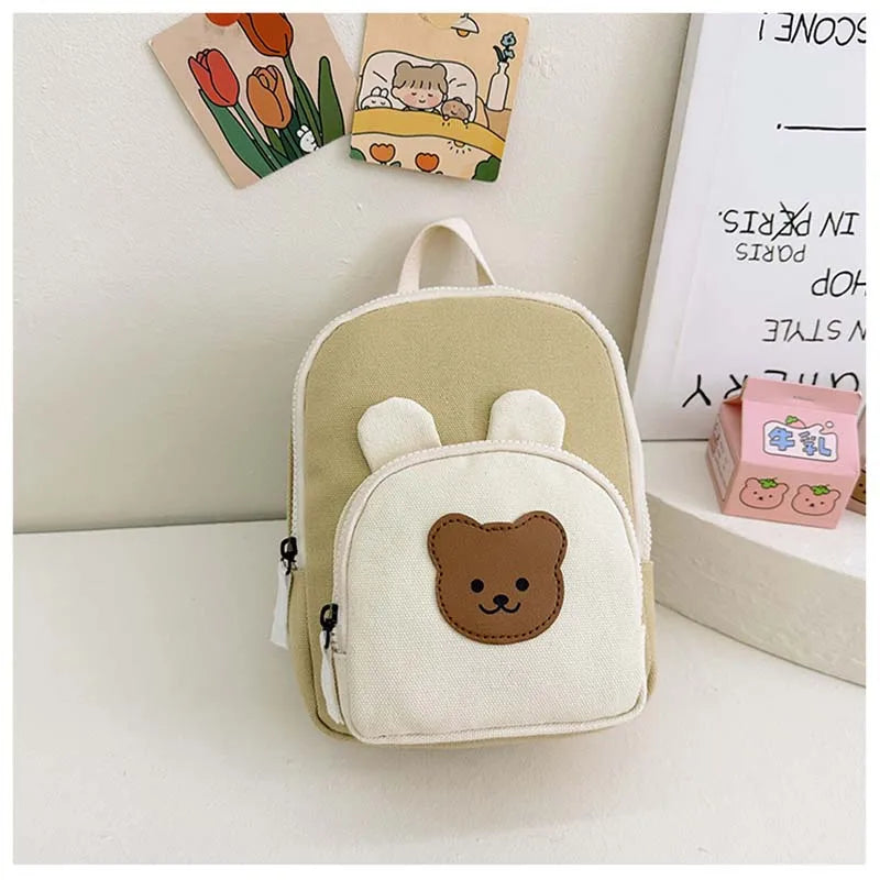 Korean Canvas Kids Backpack Kawaii Children's Handbags for Girl Kindergarten Boy Schoolbag Cartoon Bear Bunny Toddler Bag 2023