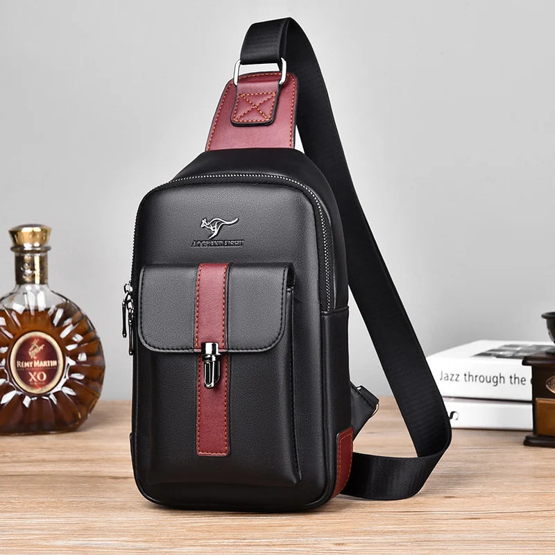 Luxury Brand Man Chest Bag Leather Messenger Bag Male Business Crossbody Bags For Men Sling Bag Black Brown Casual Man Chest Bag