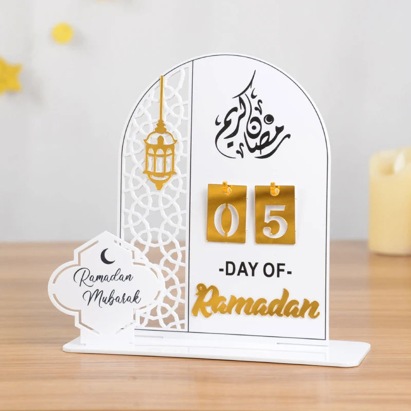 2025 Ramadan Countdown Advent Calendar with Rotatable Wheel Eid Mubarak Table Ornament Islamic Muslim Party Decoration Kids Gift