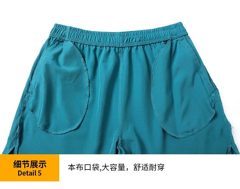 Women Summer Casual Short Pants 2024 High-waisted Loose-fit Zipper Pockets Basics Elastic Waist Running Fitness Jogging Pants