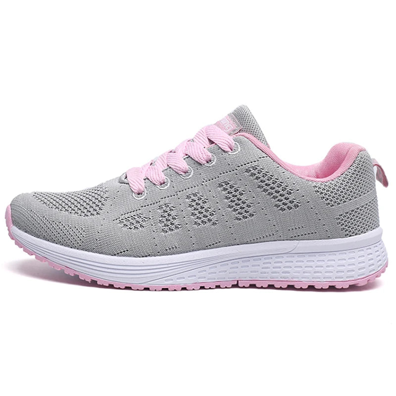 Women's Sneakers 2024 New Fashion Breathable Solid Color Walking Sneakers Women Mesh Fabric Lace Up Shoes Women Female Footwear