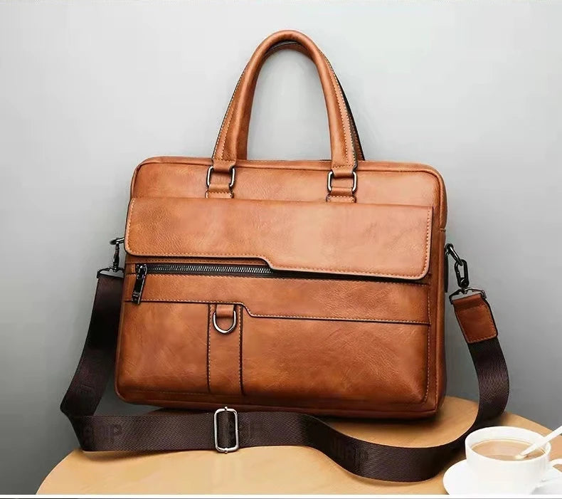 Luxury Brand Business Briefcase Men Leather Handbag For Man Messenger Shoulder Bag Office A4 Laptop Crossbody Bag MaleTote Bags