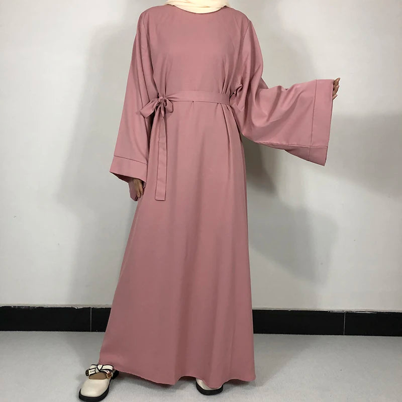 15 Colors Basic Plain Nida Abaya With Free Belt High Quality Muslim Women Modest Simple Dress EID Ramadan Islamic Clothing