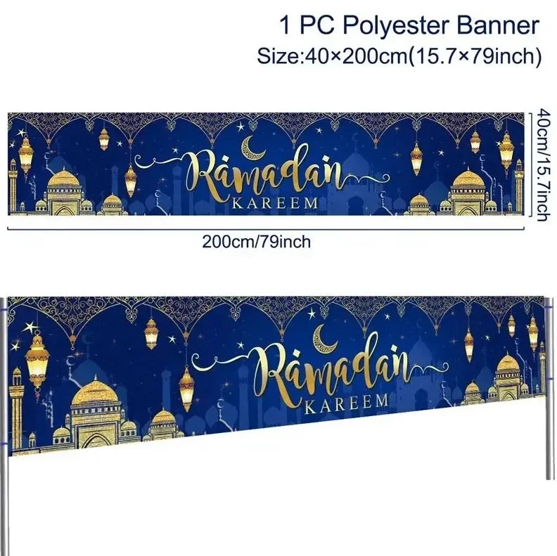 Eid Mubarak Outdoor Banner Flag Ramadan Decoration For Home 2024 Islamic Muslim Party Decor Gifts Ramadan Kareem Eid Al-Adha