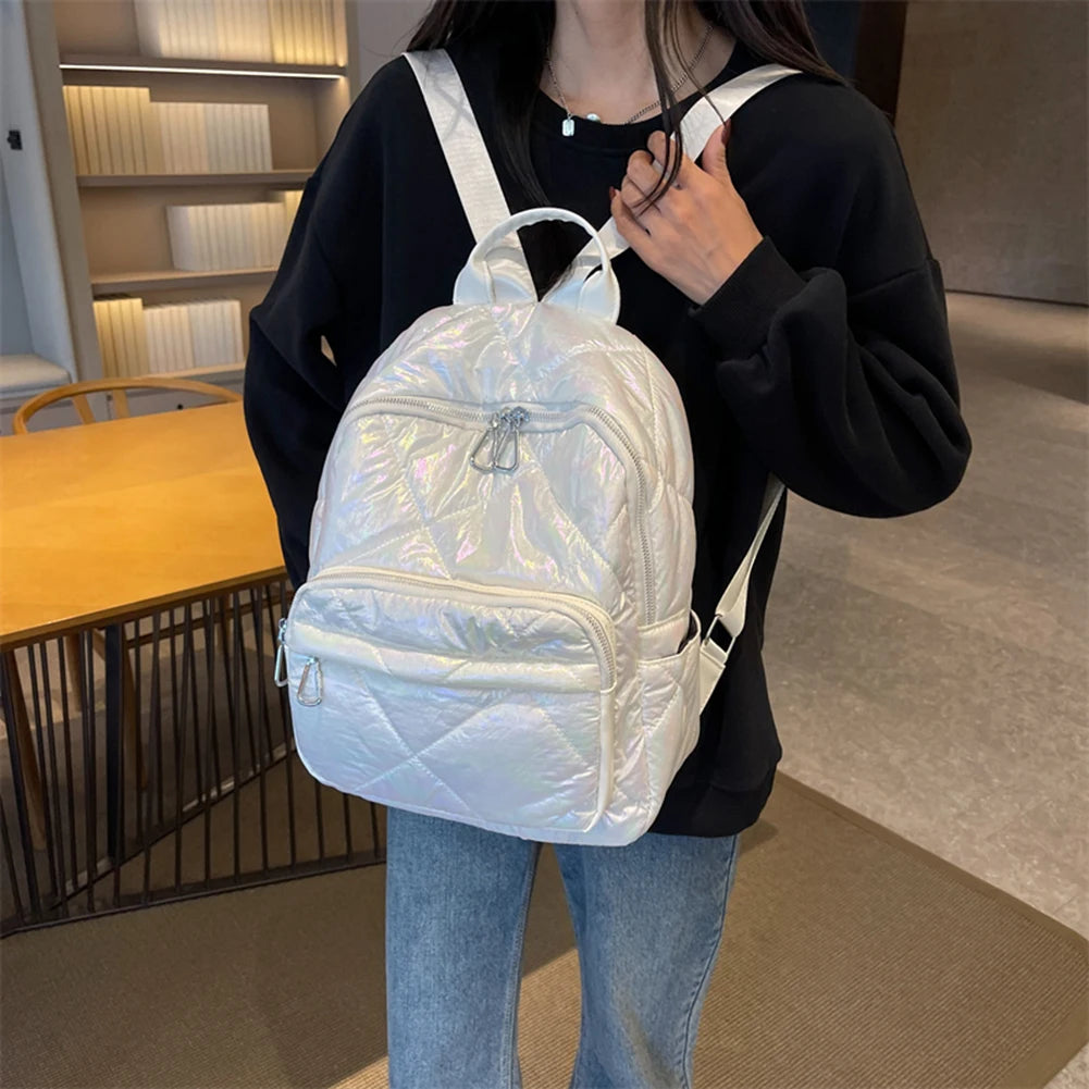 Luxury 2023 Summer Trend Women Backpack Pearl Cotton Bag Pack Travel Student Schoolbag Teen Girls Bookbag рюкзак женс Outdoor