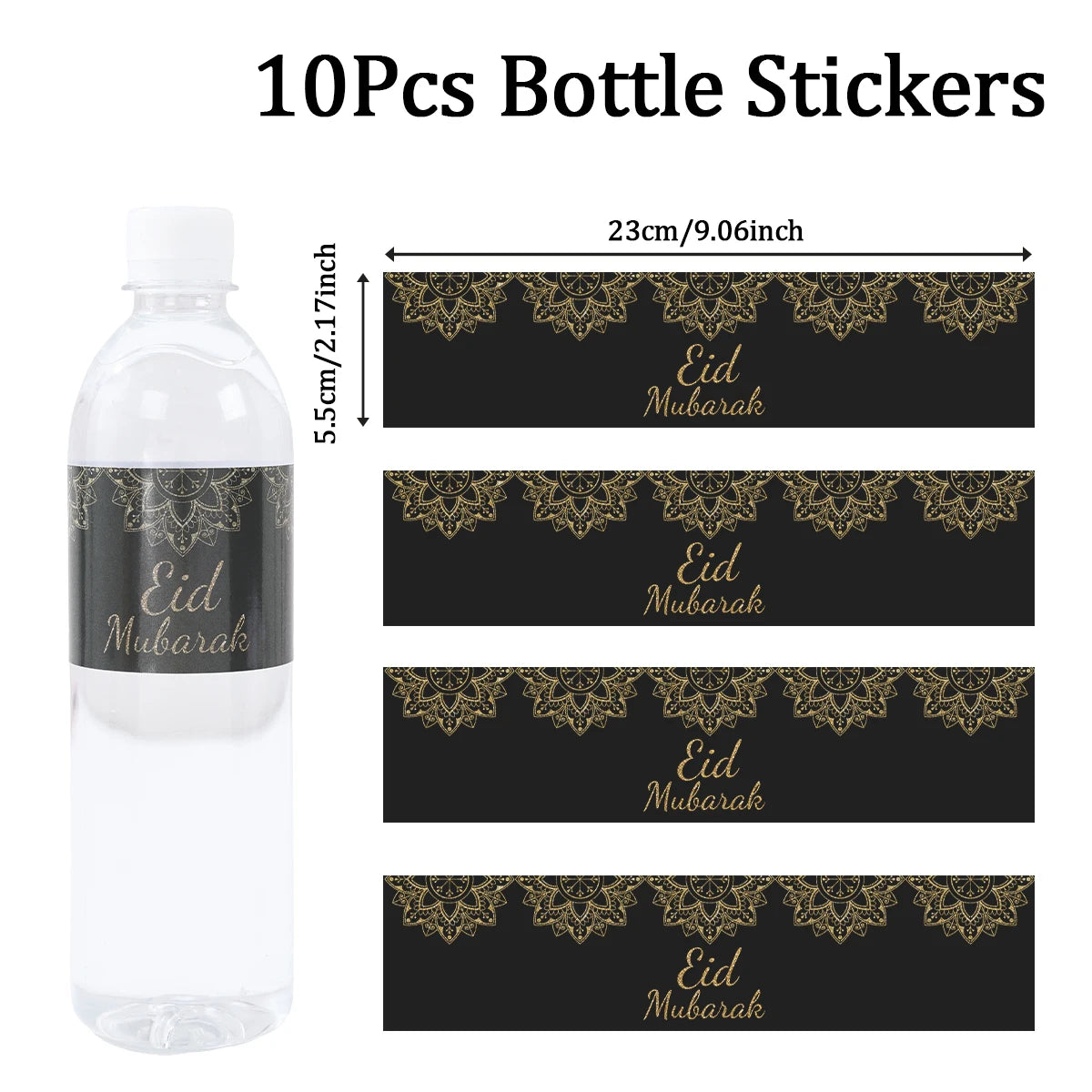 10/24pcs Eid Mubarak Bottle Labels Sticker Ramadan Kareem  Decoration For Home 2025  Muslim Islamic Party Supplies Eid Al-fitr