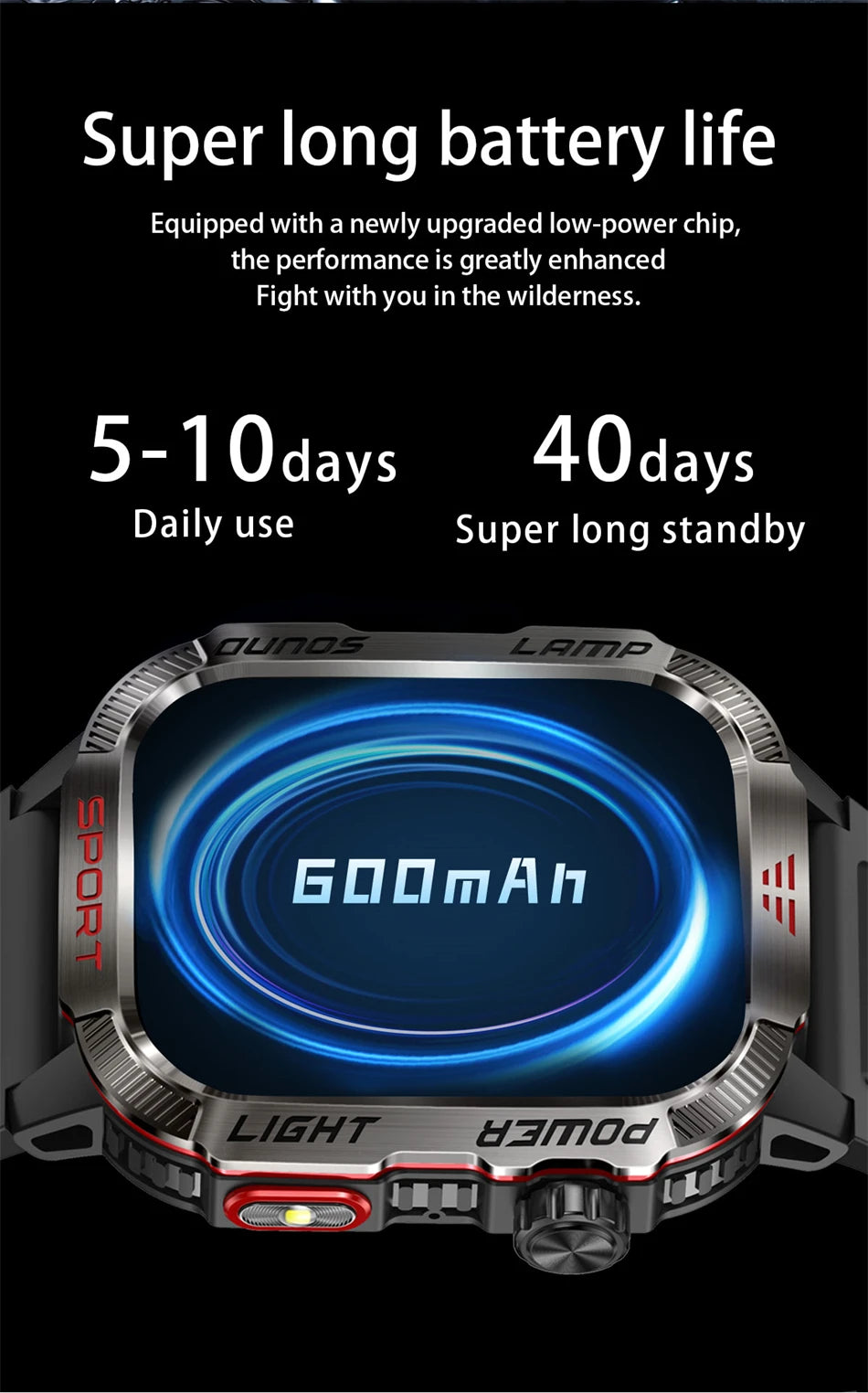 2024 New For Xiaomi Military Outdoor Smart Watch Men's 600 mAh Battery Waterproof Fitness Blood Oxygen Bluetooth Call Smartwatch