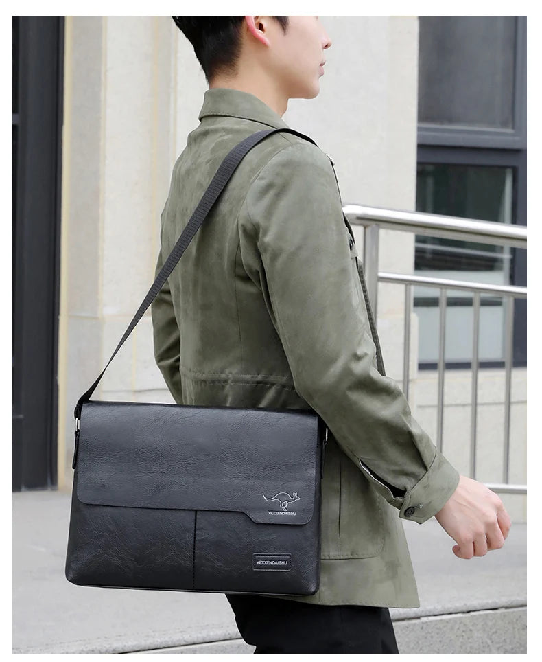 Men Shoulder Bag For IPAD Leather Business Handbag Men Messenger Bag Large Side Sling Bag Fashion Man Crossbody Bag