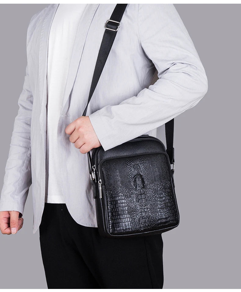 Luxury Brand Messenger Bag Men Leather Business Alligator Shoulder Bag Male Casual Sling Bag Crocodile Crossbody Bag For Men