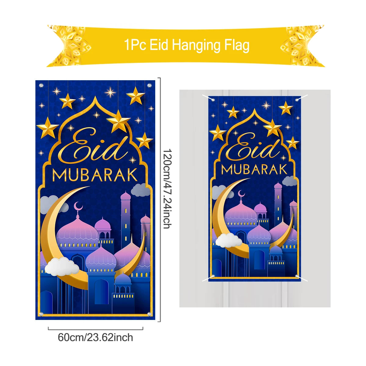 Ramadan Hanging Flag Ramadan Decoration For Home 2024 Kareem Aid EID Mubarak Muslim Islamic Festival Eid Al-fitr Party Supplies