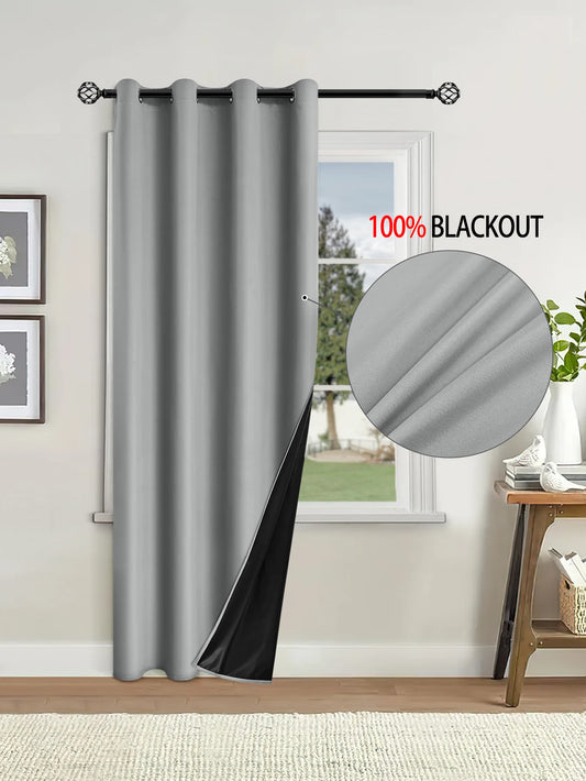 1pc Blackout Curtain with Coated Insulated Lining, Ideal for Living Room, Bedroom, Kitchen, Bathroom, Home Decor, Room Decor