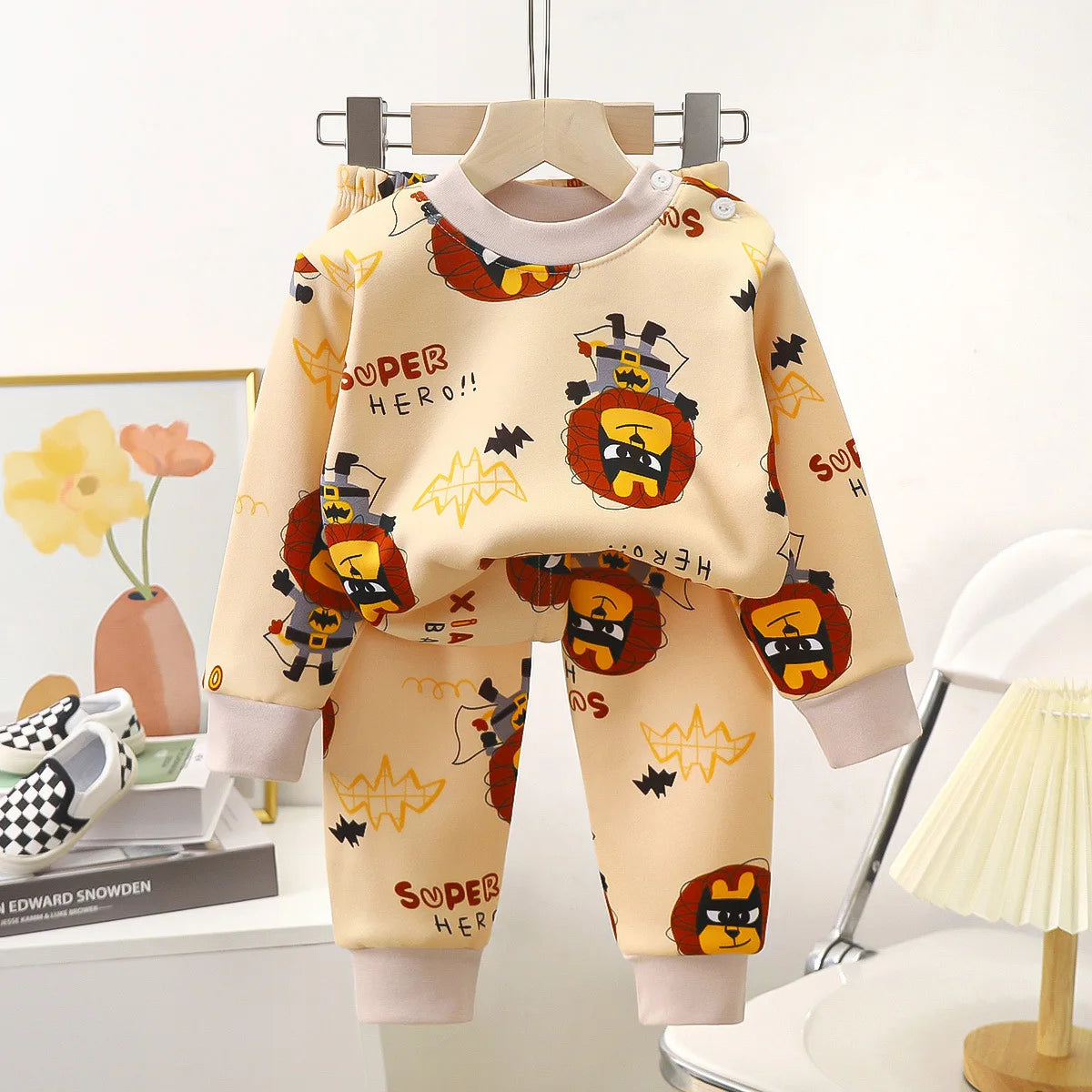 Children's Autumn Clothing Set Baby Pajamas Baby Clothes Boys and Girls Autumn and Winter Cashmere and Thick Home Wear