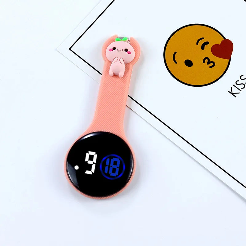 Cartoon Hello Kitty Models Nurse Doctor Watch Silicone Pocket LED Watches Women Colourful gift for Hospital medical badge reel