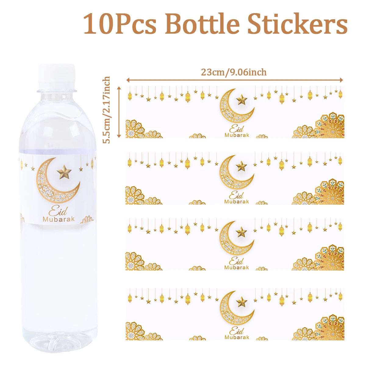 10/24pcs Eid Mubarak Bottle Labels Sticker Ramadan Kareem  Decoration For Home 2025  Muslim Islamic Party Supplies Eid Al-fitr