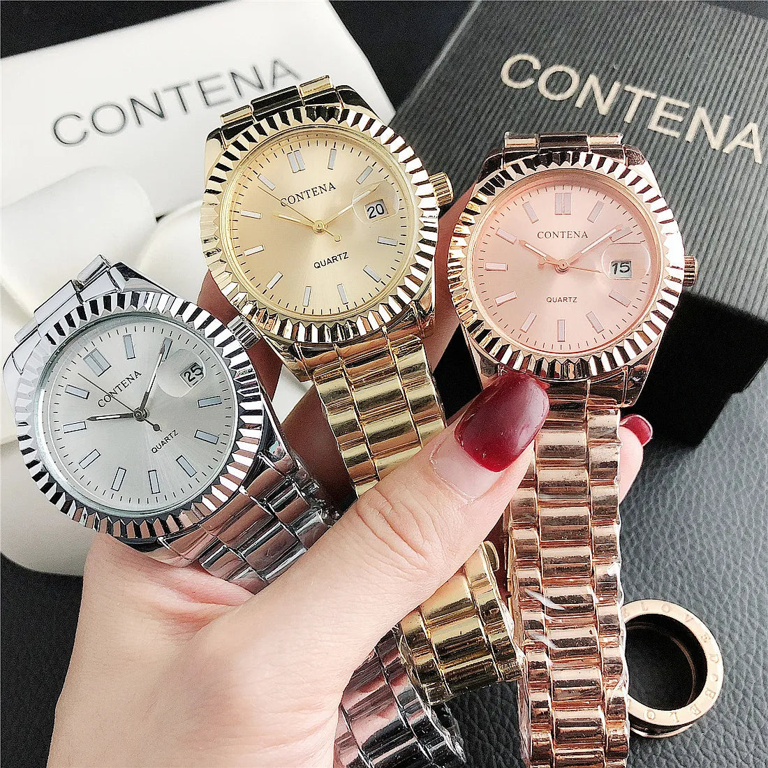 Luxury Women Watches With Calendar Top Brand Stainless Steel Quartz Watch Fashion Business Ladies Wristwatch Clock Gift Montre